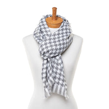 Load image into Gallery viewer, THSS2543: Grey: Small Narrow Houndstooth Scarf
