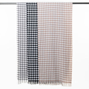 THSS2543: Grey: Small Narrow Houndstooth Scarf