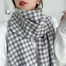 Load image into Gallery viewer, THSS2543: Grey: Small Narrow Houndstooth Scarf
