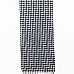 THSS2544: Black: Small Narrow Houndstooth Scarf