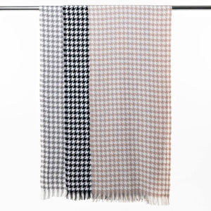 THSS2544: Black: Small Narrow Houndstooth Scarf