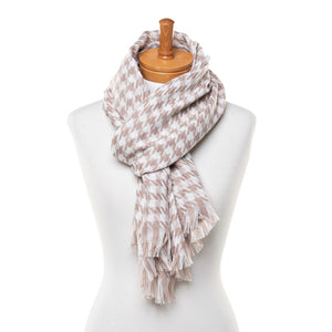 THSS2545: Brown: Small Narrow Houndstooth Scarf