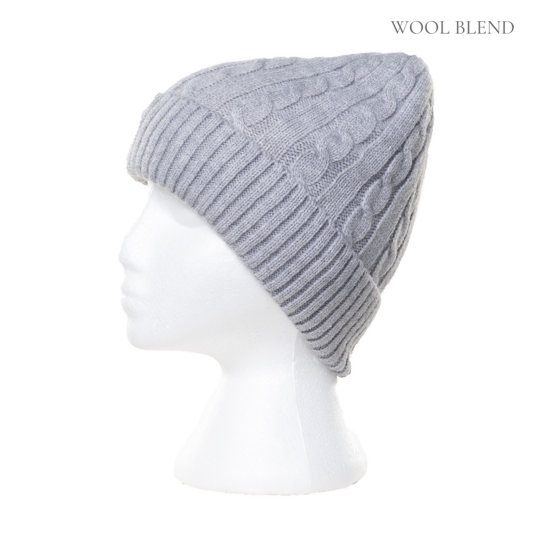 Braid Knit Beanie | Grey