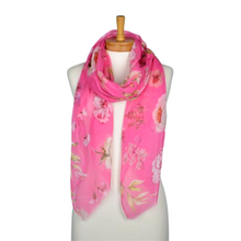 Load image into Gallery viewer, THSS2565: Pink: Watercolour Flowers Scarf
