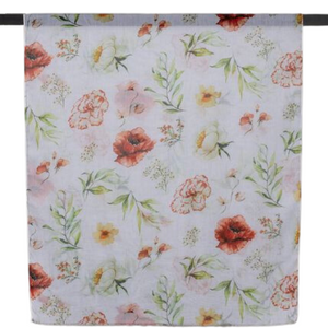 THSS2566: White: Watercolour Flowers Scarf