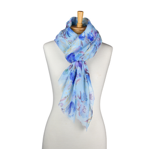 THSS2571: Blue: Watercolour Floral Scarf