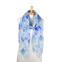 Load image into Gallery viewer, THSS2571: Blue: Watercolour Floral Scarf
