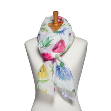 Load image into Gallery viewer, THSS2576: White: Multi Floral Arrangement Scarf
