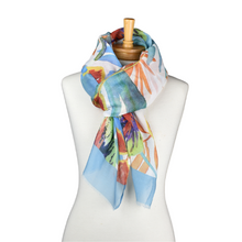 Load image into Gallery viewer, THSS2582: Blue: Multi Leaves Scarf
