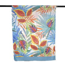 Load image into Gallery viewer, THSS2582: Blue: Multi Leaves Scarf
