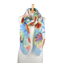 Load image into Gallery viewer, THSS2582: Blue: Multi Leaves Scarf
