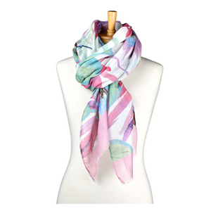 THSS2583: Pastel Pink: Multi Leaves Scarf