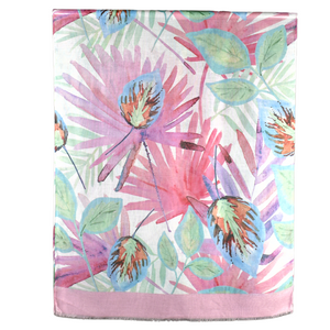 THSS2583: Pastel Pink: Multi Leaves Scarf