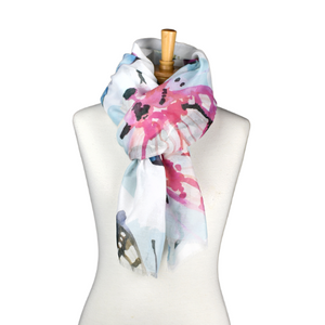 THSS2584: Multi: Watercolour Butterfly Scarf