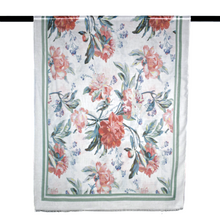 Load image into Gallery viewer, THSS2588: White: Double Border Floral Scarf
