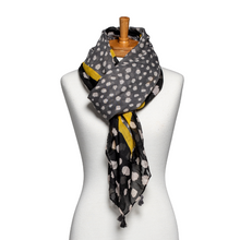 Load image into Gallery viewer, THSS2591: Black: Two Toned Spotted Tassel Scarf
