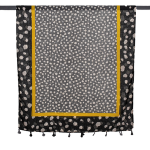 THSS2591: Black: Two Toned Spotted Tassel Scarf