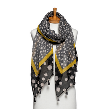 Load image into Gallery viewer, THSS2591: Black: Two Toned Spotted Tassel Scarf
