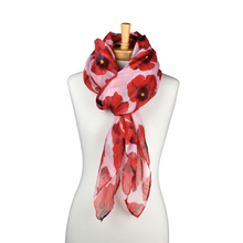 Load image into Gallery viewer, THSS2600: White: Large Poppies Scarf
