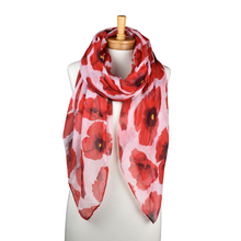 Load image into Gallery viewer, THSS2600: White: Large Poppies Scarf
