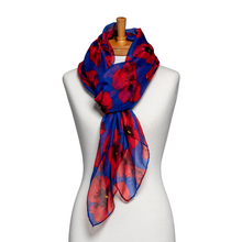 Load image into Gallery viewer, THSS2601: Navy Blue: Large Poppies Scarf
