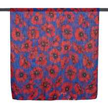 Load image into Gallery viewer, THSS2601: Navy Blue: Large Poppies Scarf
