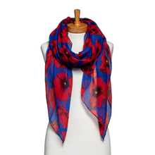 Load image into Gallery viewer, THSS2601: Navy Blue: Large Poppies Scarf
