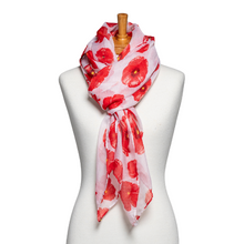 Load image into Gallery viewer, THSS2602: White: Medium Poppies Scarf
