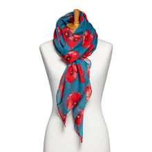 Load image into Gallery viewer, THSS2603: Teal: Medium Poppies Scarf
