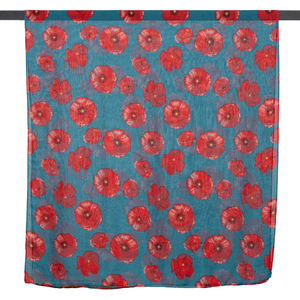 THSS2603: Teal: Medium Poppies Scarf