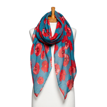 Load image into Gallery viewer, THSS2603: Teal: Medium Poppies Scarf
