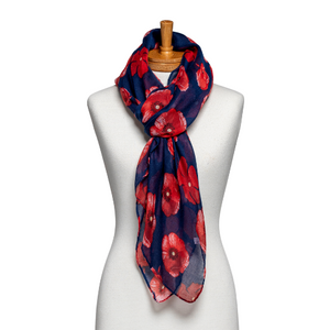 THSS2604: Navy: Medium Poppies Scarf