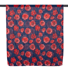 Load image into Gallery viewer, THSS2604: Navy: Medium Poppies Scarf
