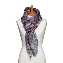 Load image into Gallery viewer, THSS2613: Blue Grey: Leaf Pattern Scarf
