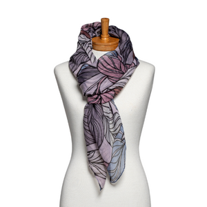 THSS2613: Blue Grey: Leaf Pattern Scarf