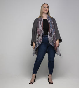 THSS2613: Blue Grey: Leaf Pattern Scarf