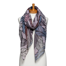 Load image into Gallery viewer, THSS2613: Blue Grey: Leaf Pattern Scarf
