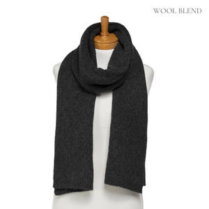 THSS2618: Charcoal Grey: Diamond Stitch Knitting Scarf