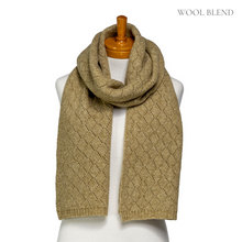 Load image into Gallery viewer, THSS2621: Olive: Diamond Stitch Knitting Scarf
