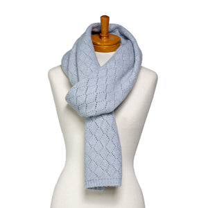 THSS2622: Powder Blue: Diamond Stitch Knitting Scarf