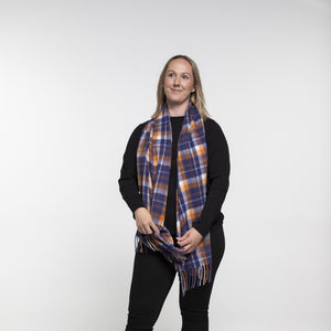 THSS2628: Navy: Tartan Plaid Scarf