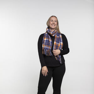 THSS2628: Navy: Tartan Plaid Scarf