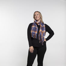 Load image into Gallery viewer, THSS2628: Navy: Tartan Plaid Scarf
