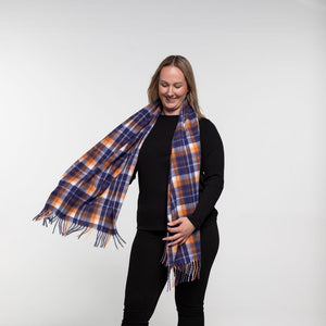 THSS2628: Navy: Tartan Plaid Scarf