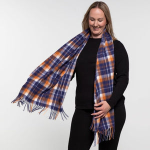 THSS2628: Navy: Tartan Plaid Scarf