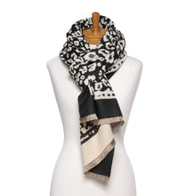 Load image into Gallery viewer, THSS2630: Black Beige: Reversible Animal Print Scarf
