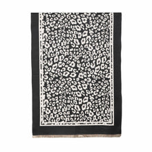 Load image into Gallery viewer, THSS2630: Black Beige: Reversible Animal Print Scarf
