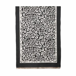 THSS2630: Black Beige: Reversible Animal Print Scarf