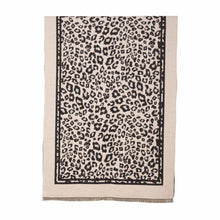 Load image into Gallery viewer, THSS2630: Black Beige: Reversible Animal Print Scarf
