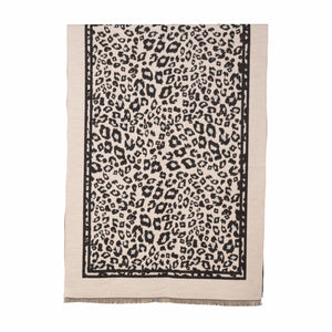 THSS2630: Black Beige: Reversible Animal Print Scarf